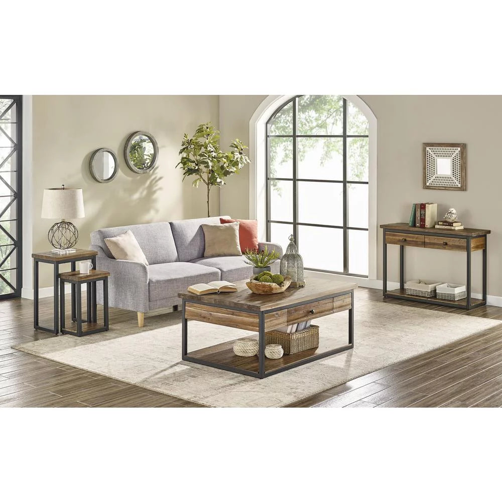 Rustic Wood Nesting End Tables Set of Two J3151