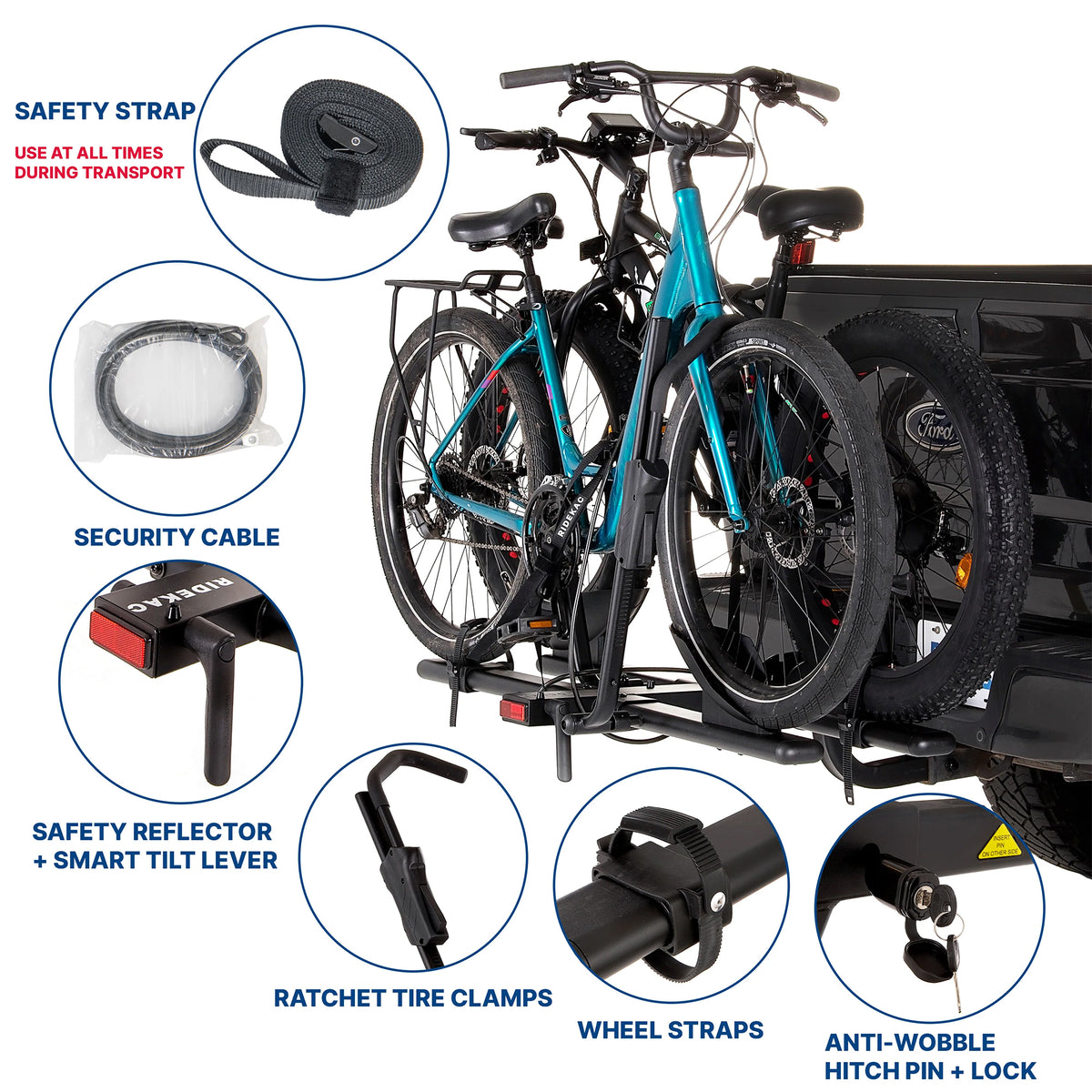 Black 2" Hitch Mounted 2-Bike Bike Rack with Locking Mechanism X6334