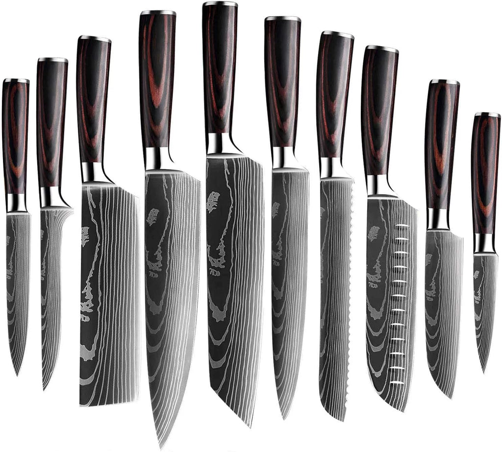 10 Pc Damascus Stainless Steel Knife Set S145