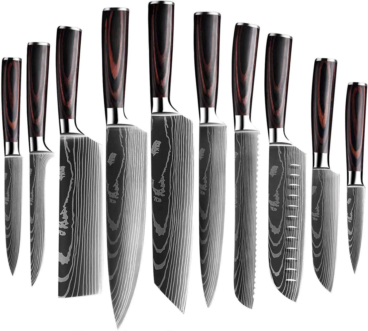 10 Pc Damascus Stainless Steel Knife Set S145