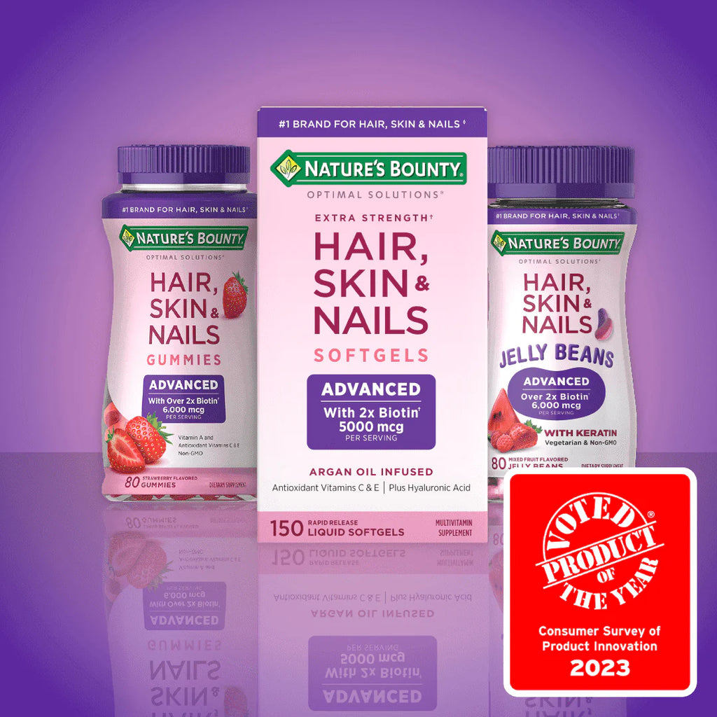 Hair, Skin and Nail Biotin & Vitamins A, C, & E Softgels, 150 Count H8043