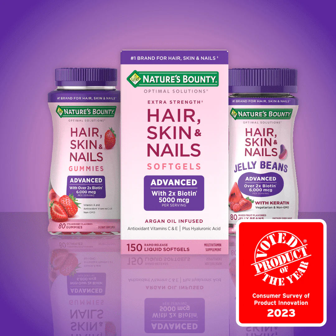 Hair, Skin and Nail Biotin & Vitamins A, C, & E Softgels, 150 Count H8043