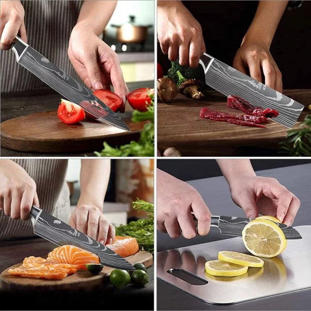 10 Pc Damascus Stainless Steel Knife Set S145