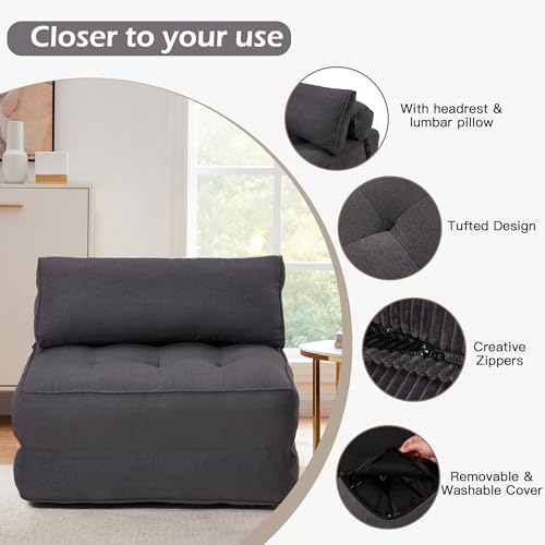 Grayish Blue Folding Sofa Bed with Corduroy Fabric J851058