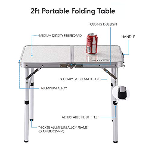 Folding Camp Table Adjustable Height Aluminum V306140