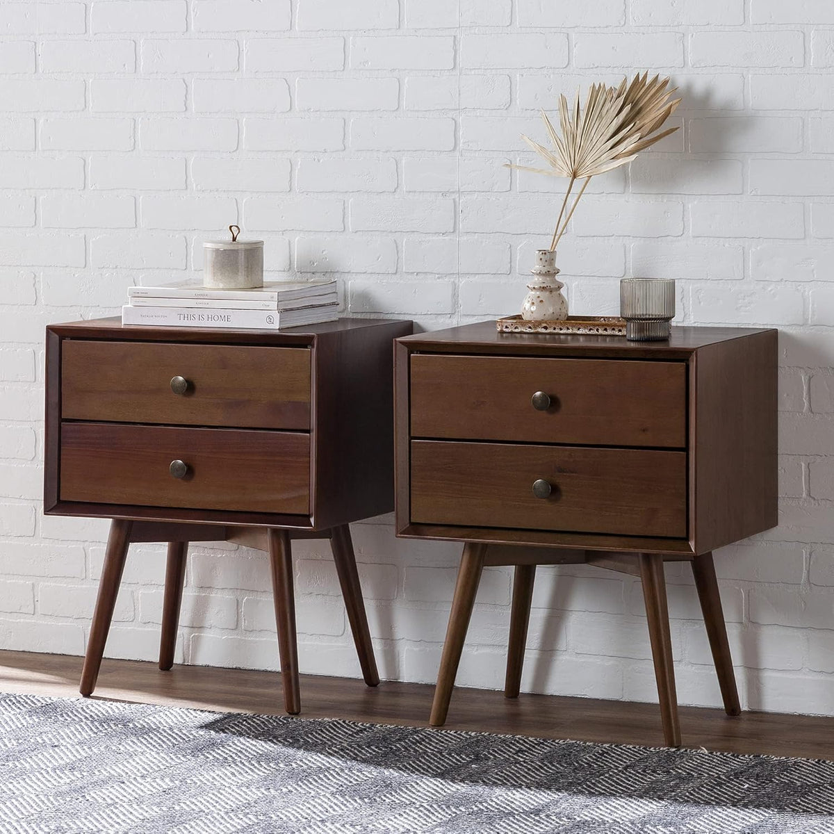 Wood 2 Drawer Nightstand Side Table L72125