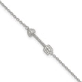 925 Sterling Silver Arrow Heart Zirconia Bracelet 7inch M6825