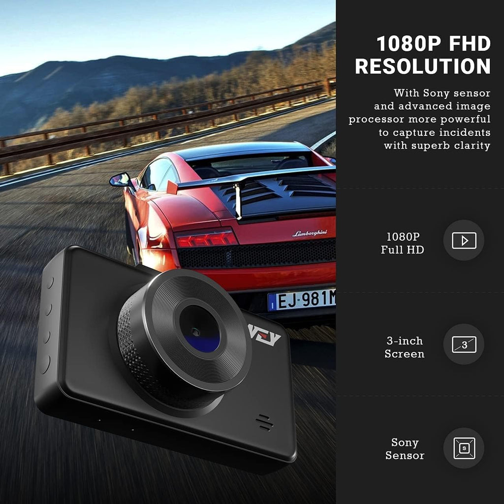 FHD 1080P Dual Dash Camera with 32GB SD Card, 3” LCD Screen, 170° Wide Angle Night Vision, Pack of 2 Y156604