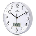 Black Wall Clock with Date Month Day of Week and Temperature Silent Non-Ticking Battery Operated Clock M279