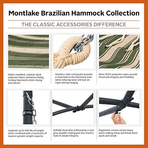 Heather Fern Green Stripe Hammock with Steel Stand O310007