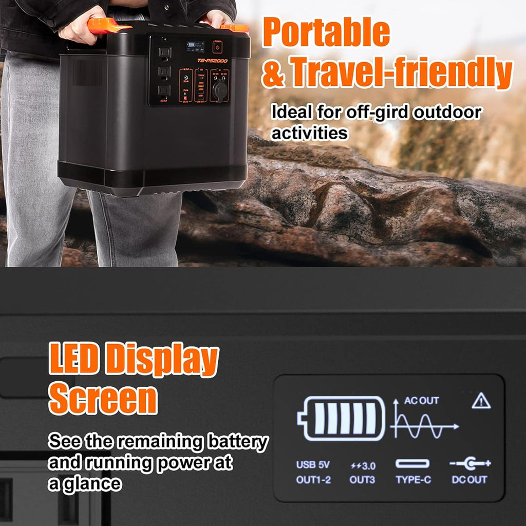 2200Wh Portable Power Station with 3 AC Outlets N2862