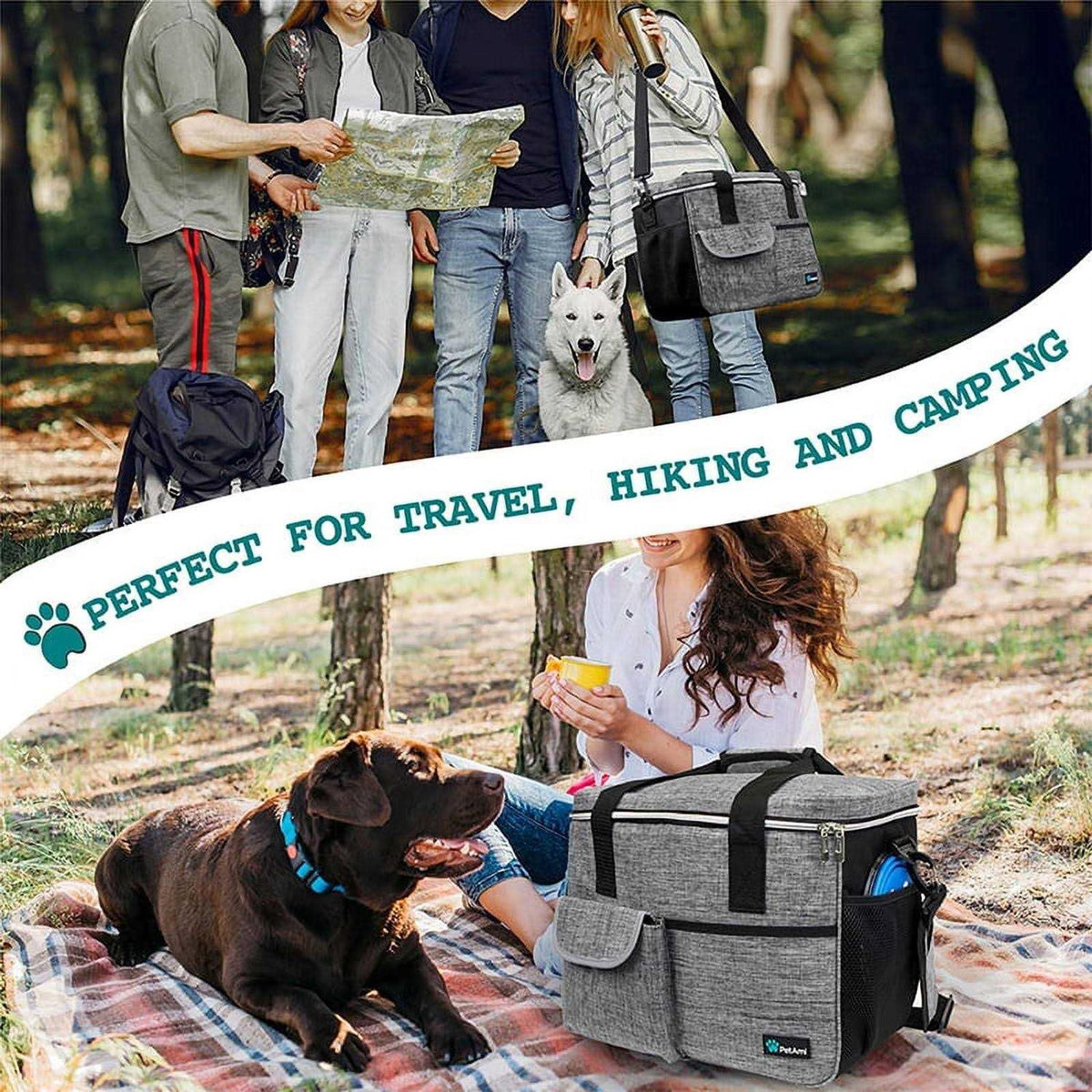 Dog Travel Bag with Food Container and Bowls J454