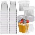 100 Pack 5.4oz Clear Dessert Cups with Lids and Spoons M59038