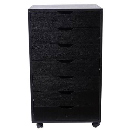 Black 7 Drawer Wood File Cabinet with Lock U186908