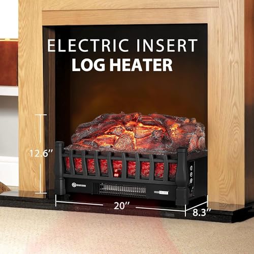 23 Inch 120V 1400W Portable Electric Fireplace Insert Log Heater Black L158