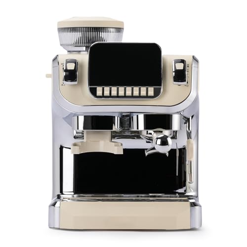 Espresso Machine with Milk Frother, Semi Automatic Coffee Machine with Grinder, 15 Bar Pressure Pump T50985