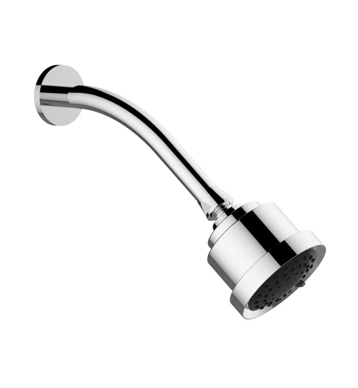 Cylindrical Shower Head with Arm and Round Flange in Matte 24K Gold B1899
