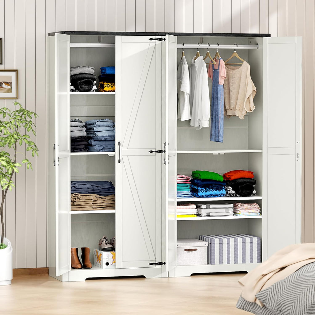 White 72" Wardrobe Closet with Doors K3507