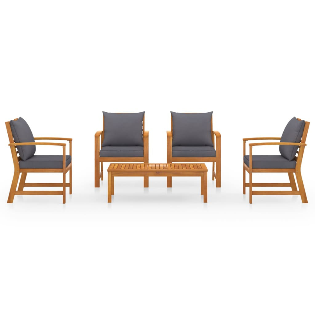 5 Piece Solid Acacia Wood Garden Set with Cushion A1013