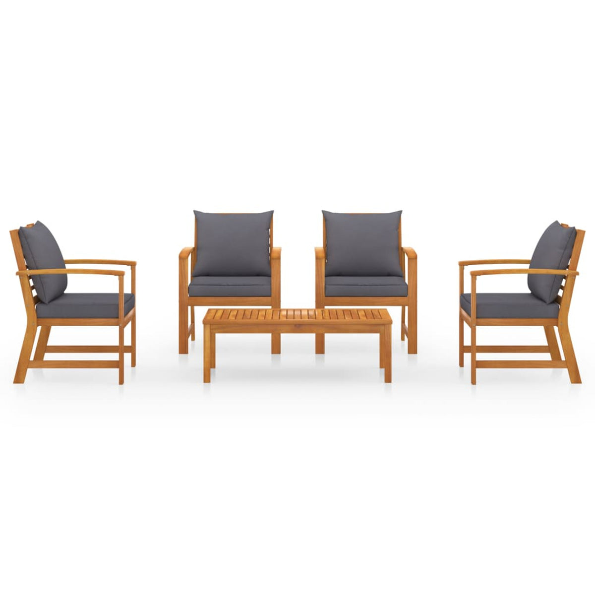 5 Piece Solid Acacia Wood Garden Set with Cushion A1013
