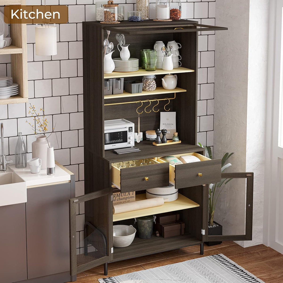 Buffet Cabinet with Storage, 71 Inches D943