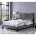 Gray Tufted Queen Platform Bed I806