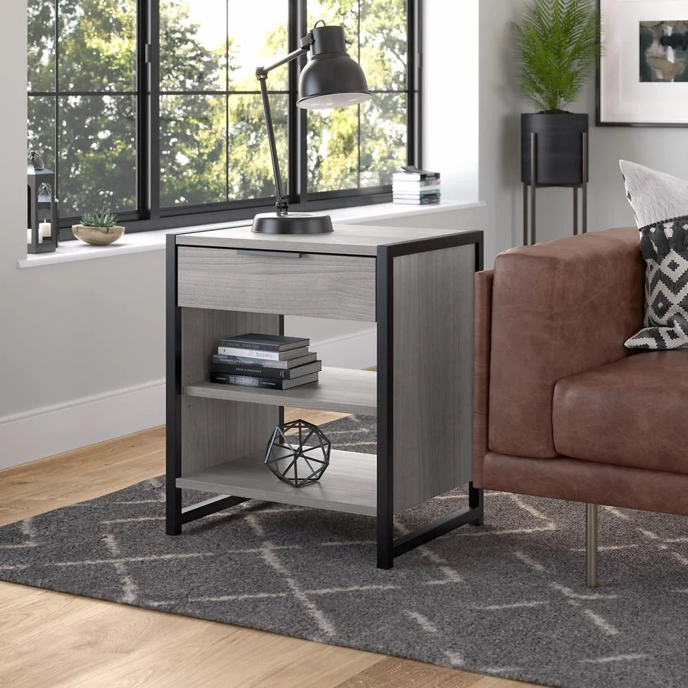 Small End Table with Drawer in Platinum Gray T478
