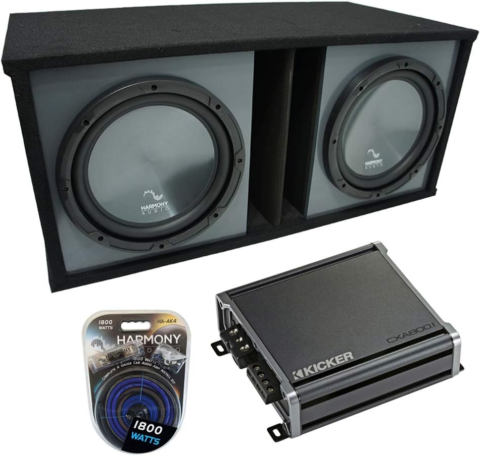 Dual 12 Sub Box & CXA800.1 Car Stereo Bundle V6969