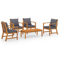 5 Piece Solid Acacia Wood Garden Set with Cushion A1013