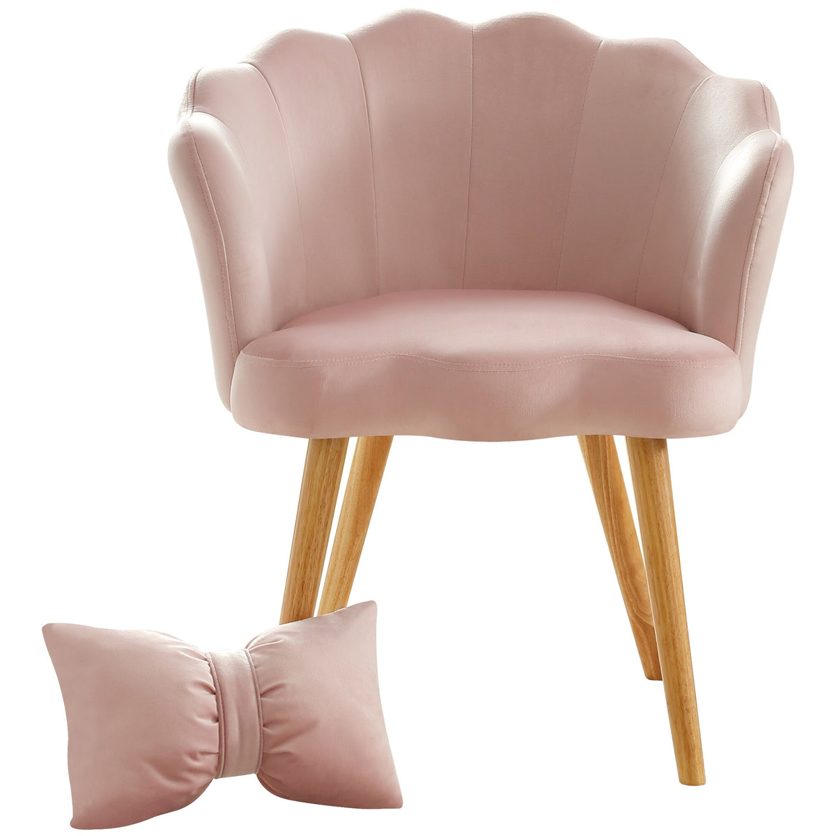 Velvet Accent Arm Chair with Waist Pillow J217443