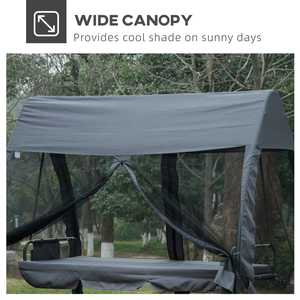 Gray 3-Seat Outdoor Swing Chair Bed C831