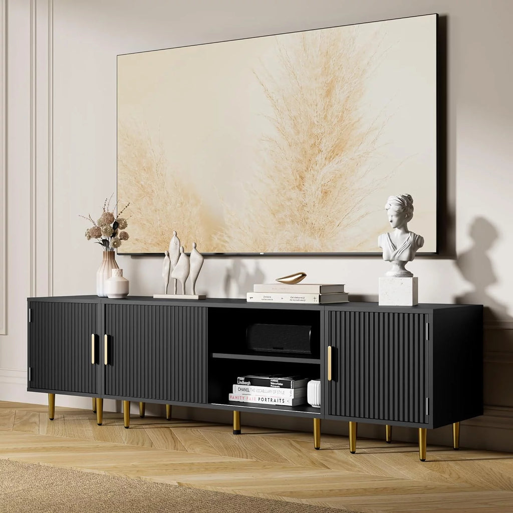 White TV Stand with Storage Cabinet Q218