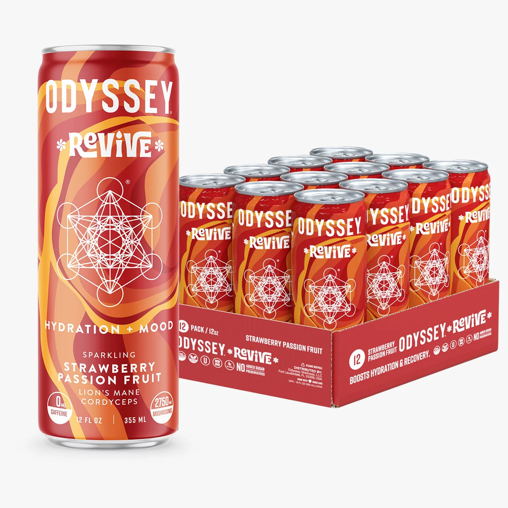 Sparkling Mushroom Drink Strawberry Passion Fruit Flavor 12 Fl oz (Pack of 12) Q8082