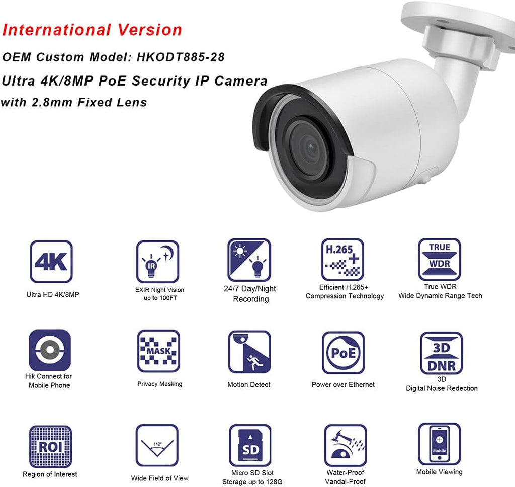 8MP Poe IP Outdoor Security Camera with EXIR Night Vision N640950