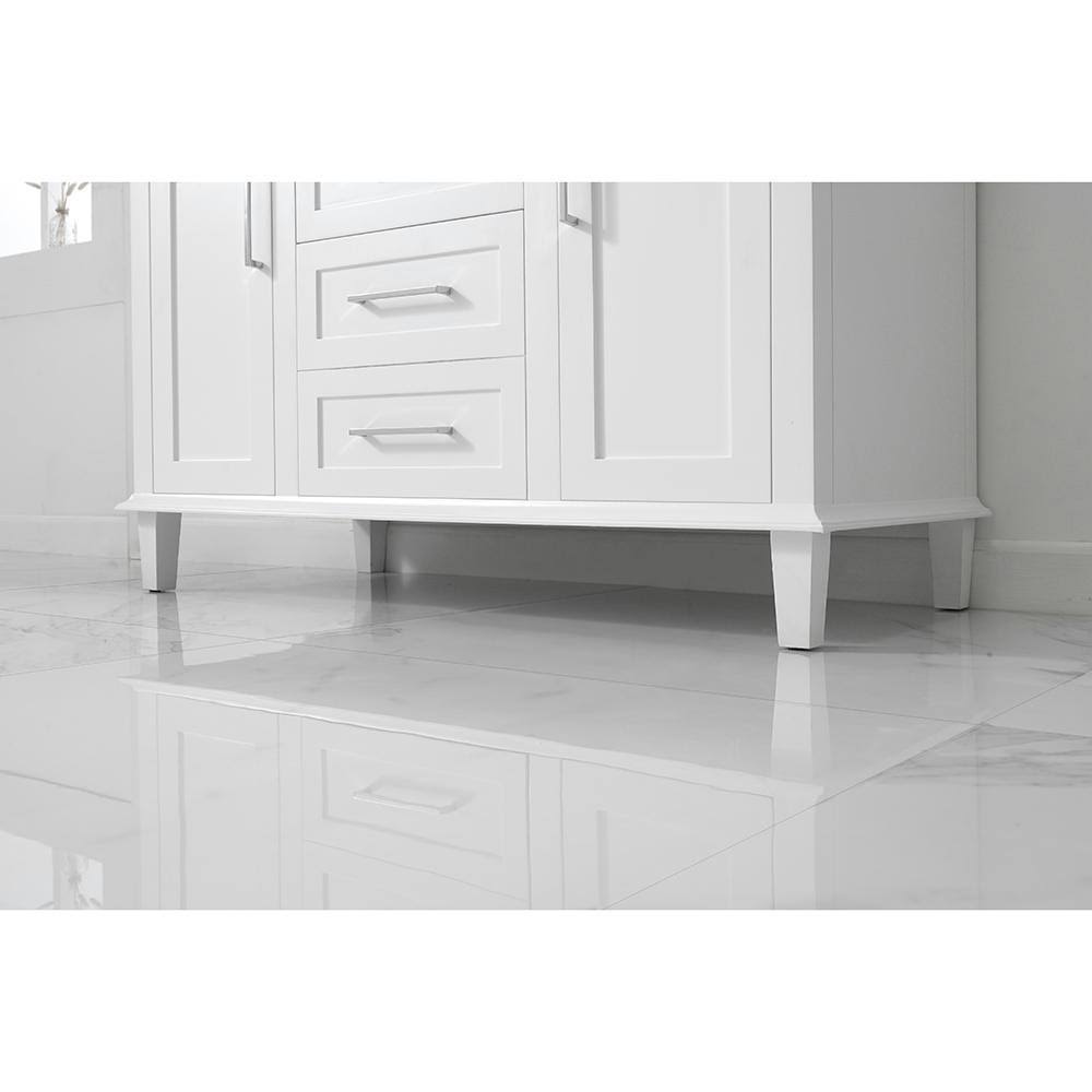 White Vanity with Carrara Marble Top with White Sinks P579862