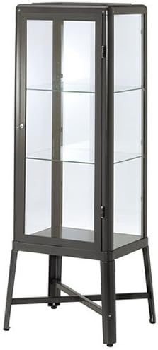 Dark Gray Glass Door Cabinet H24970