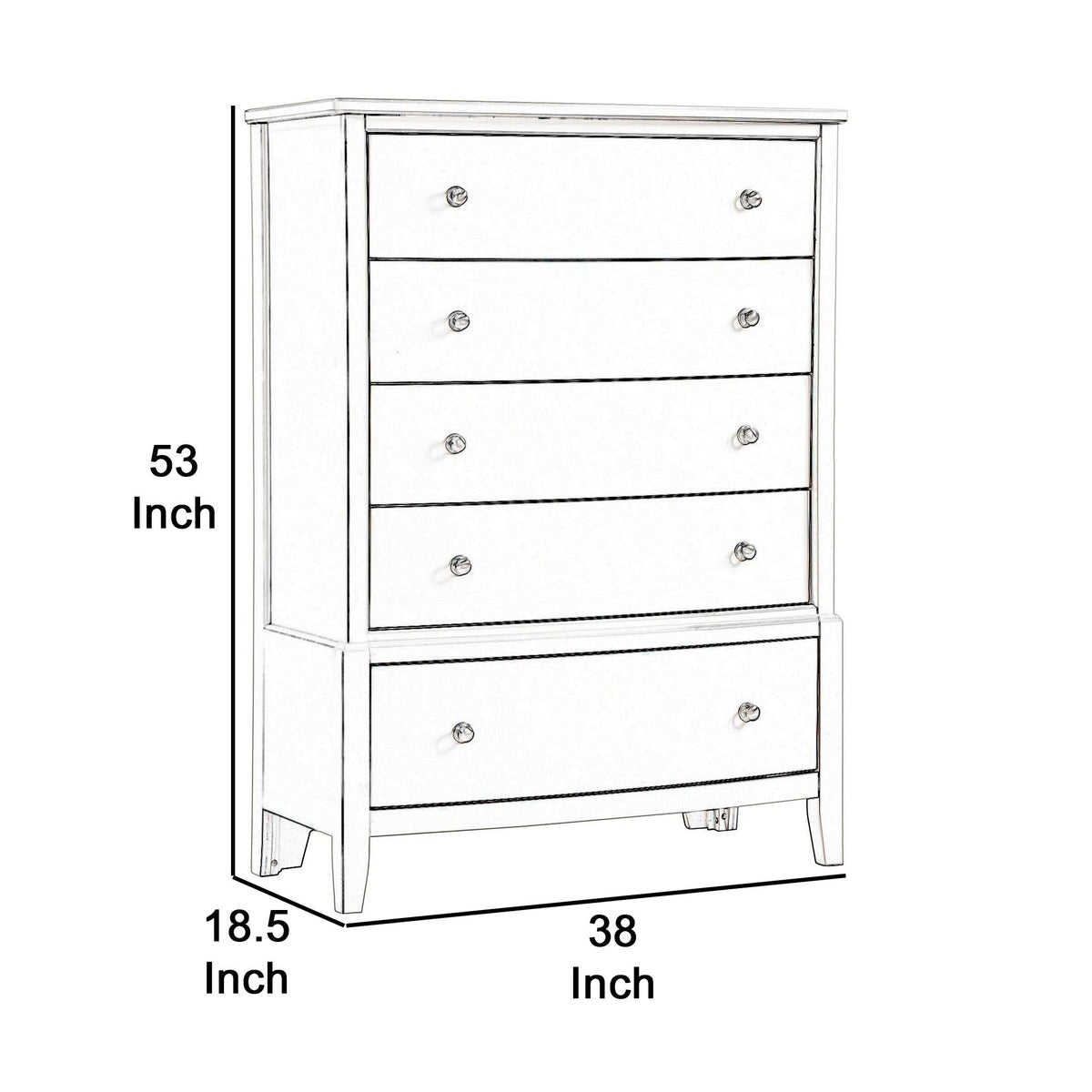 White Wooden Chest with 5 Drawers X29582