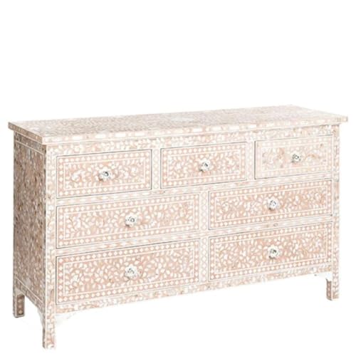 Pink Gray Hand Painted Wooden Chest of Drawers E323