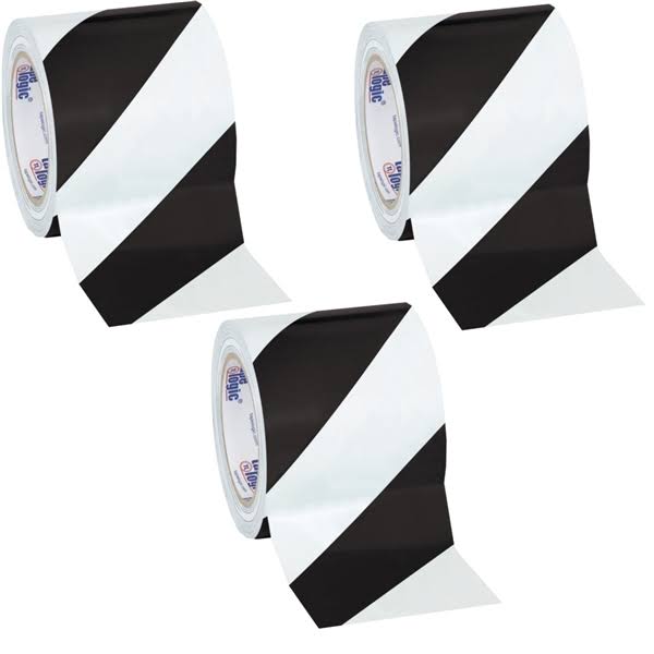 Black/White Striped Vinyl Safety Tape 4x22 x 36 Yard Roll (3 Roll/Case) T115307