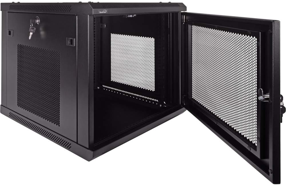 9U Wallmount Cabinet Enclosure 19-Inch Server Network Rack with Locking Perforated Door Black Y74176