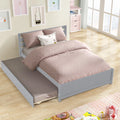 Full Size Wood Platform Bed Frame with Headboard and Trundle K125166