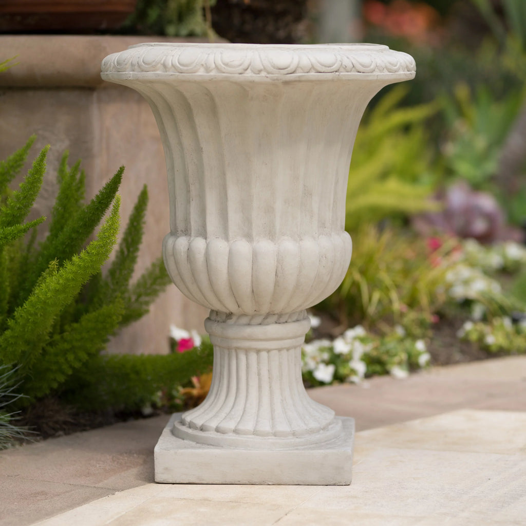 Antique White Concrete Urn Planter L393
