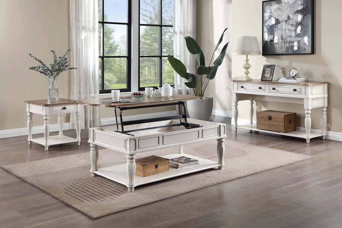 Oak and Antique White End Table Q564630