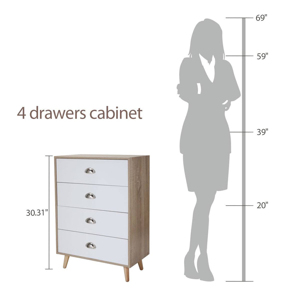 Brown 4 Drawer Nightstand Cabinet H31731