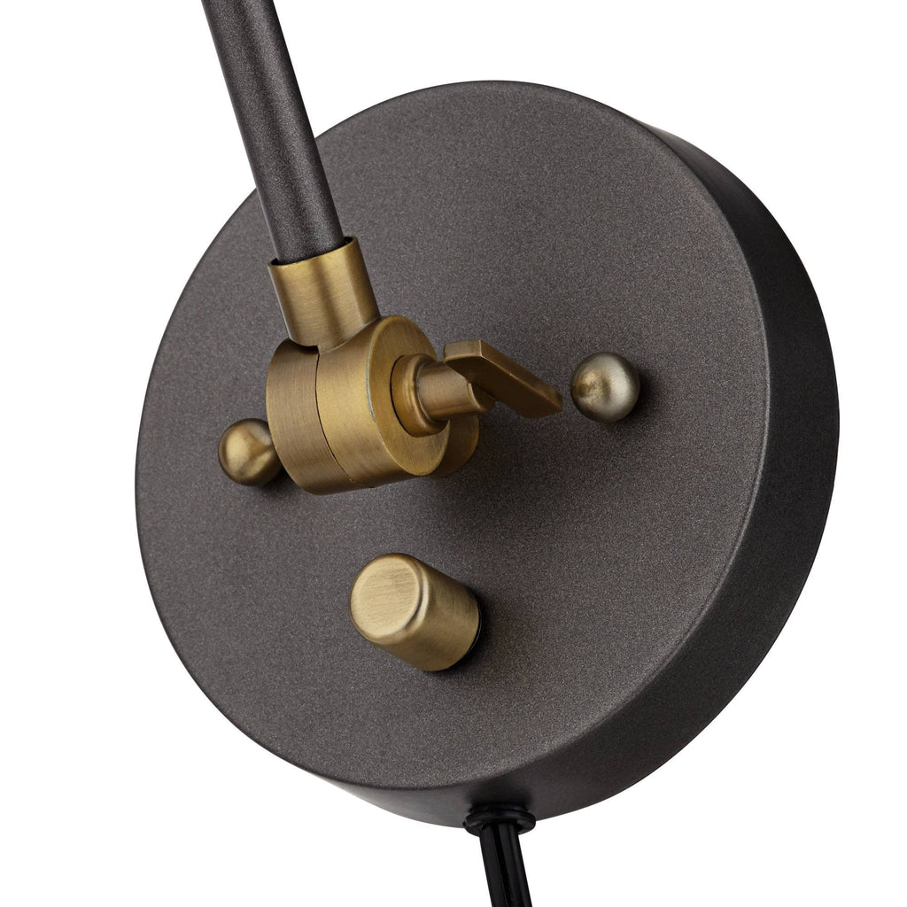 Industrial Swing Arm Wall Lamp Gunmetal Brass Plug-In Light Fixture Adjustable F875