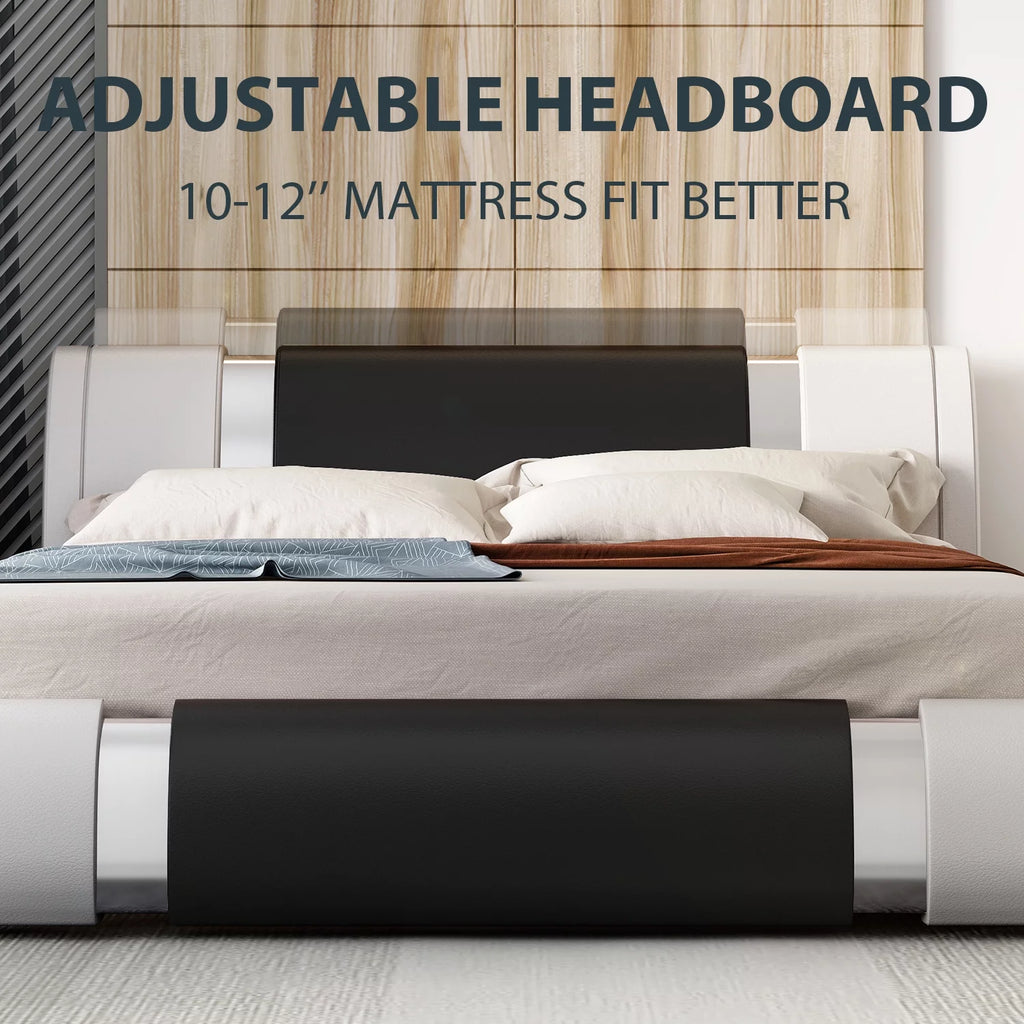 King Size Bed Frame with Adjustable Headboard O330485