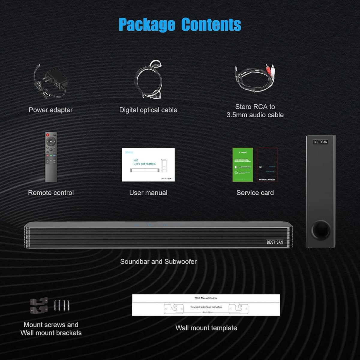150W Wired & Wireless Bluetooth Sound Bar with Subwoofer P733263