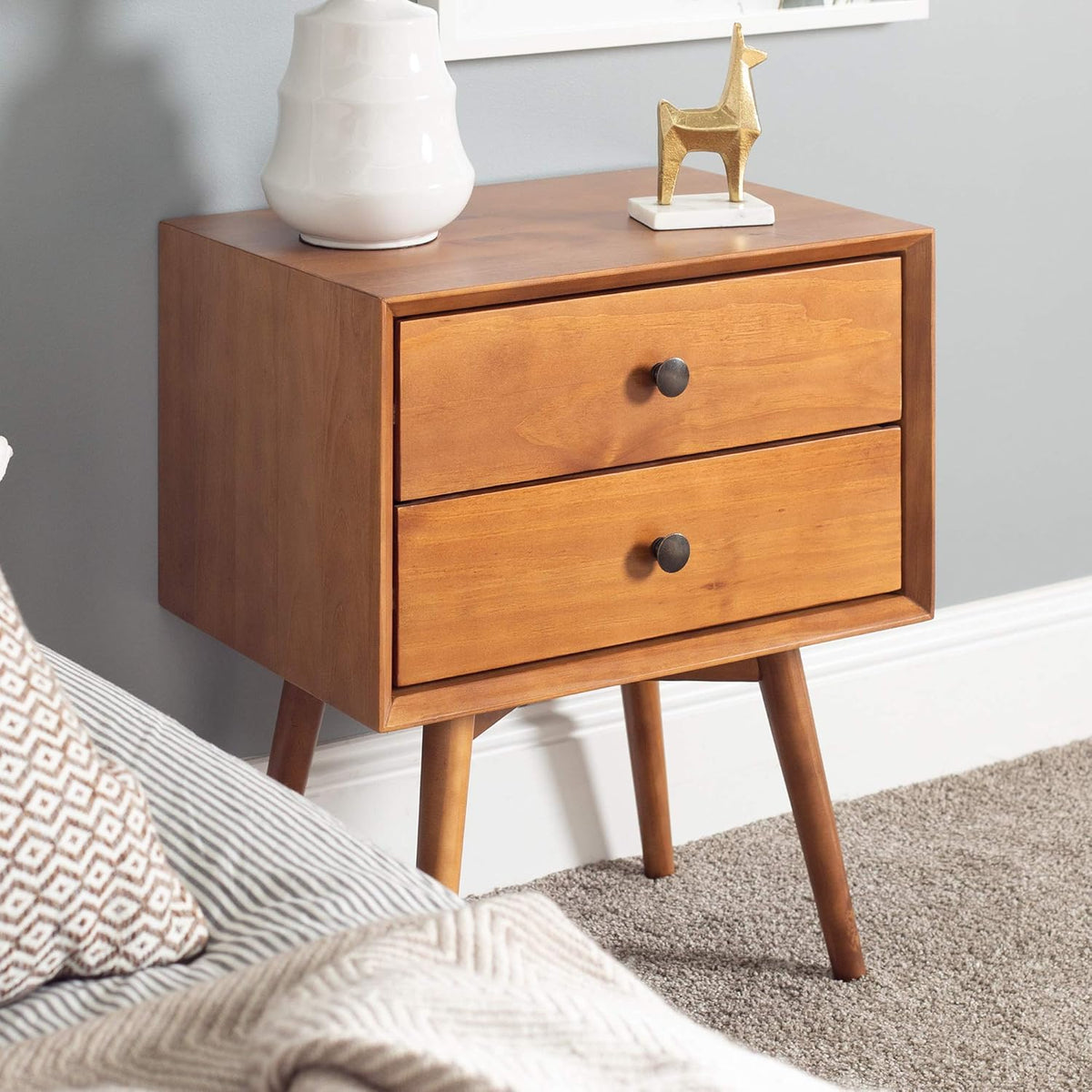 Wood 2 Drawer Nightstand Side Table L72125