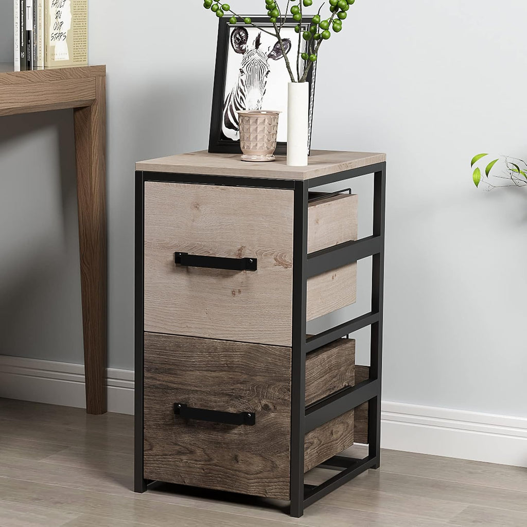 Wood File Cabinet with 2 Drawers, Brown L6926