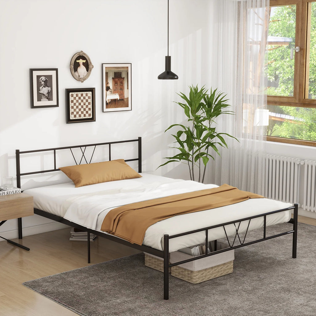 Twin Size Metal Platform Bed Frame with Headboard and Footboard K21273